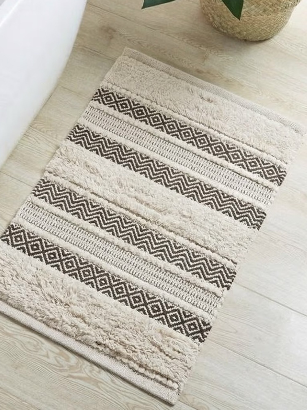 Summer & Rose Cream & Black Boho Chic Decorative Rug